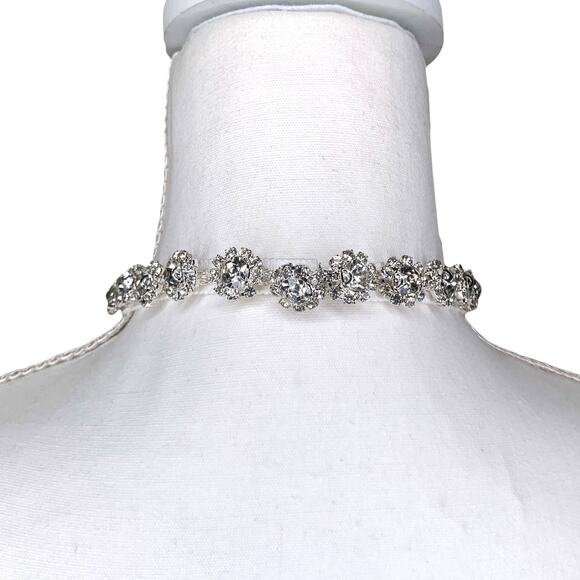 Self-Portrait White Taffeta Diamanté Embellished Trim Halter Neck Mini Dress - Picture 12 of 16